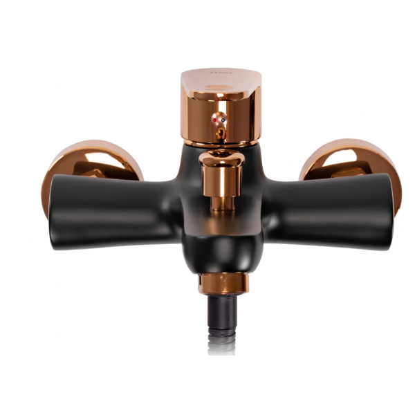 Смеситель для ванны и душа REA MILD BLACK ROSE GOLD настенный с изливом