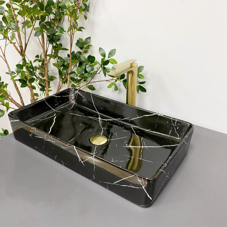 Умывальник (раковина) VBI TRIEST BLACK MARMO GLOSSY накладной