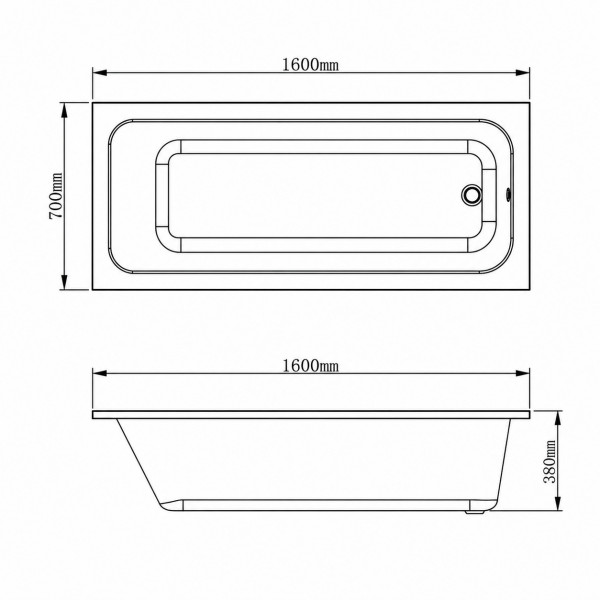 Ванна VBI AMIATA 160 x 70 встраиваемая