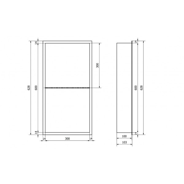 Вбудована полиця MEXEN X-Wall-R 60x30 GOLD з обідком