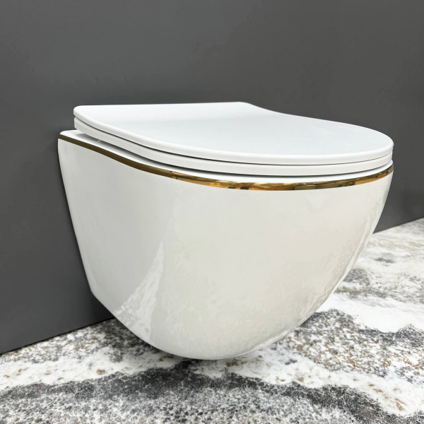 Подвесной унитаз VBI VULCANO WHITE GOLD EDGE