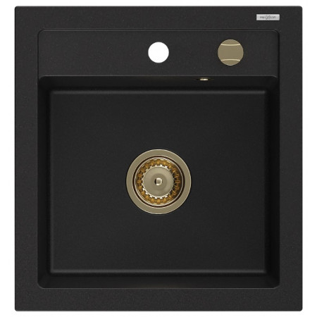 Гранітна кухонна мийка MEXEN VITO BLACK + сифон GOLD
