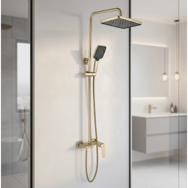 Душевой гарнтитур REA JOE BRUSHED GOLD с изливом