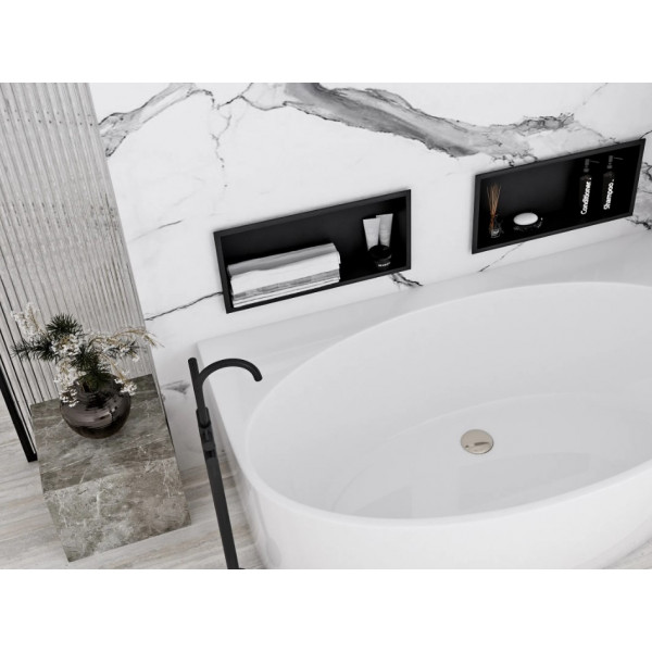 Встраиваемая полка REA 30X45 BLACK MATT с ободком