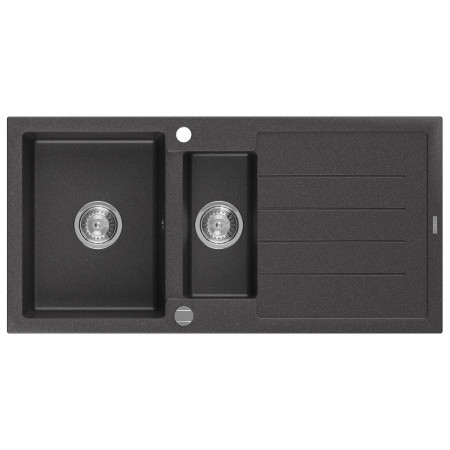 Гранітна кухонна мийка MEXEN ANDRES BLACK GRANITE + сифон CHROME