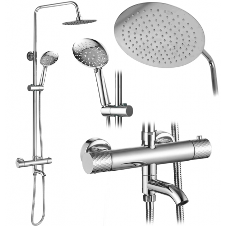Душевой гарнитур REA LUNGO DIAMOND CHROME с термостатом и изливом