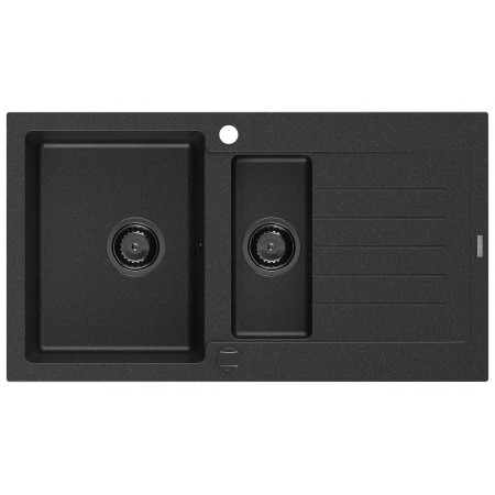 Гранітна кухонна мийка MEXEN MATIAS BLACK SILVER + сифон BLACK