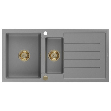 Гранітна кухонна мийка MEXEN ANDRES GREY + сифон GOLD