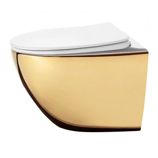 Подвесной унитаз REA CARLO MINI TORNADO NF GOLD WHITE