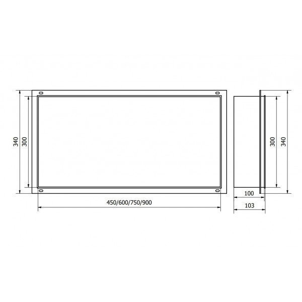 Вбудована полиця MEXEN X-Wall-NR 60x30 INOX без обідка