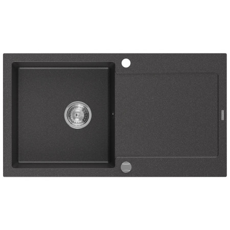 Гранітна кухонна мийка MEXEN LEO BLACK GRANITE + сифон CHROME