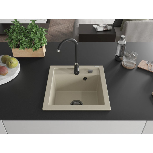 Гранітна кухонна мийка MEXEN VITO BEIGE + сифон BLACK