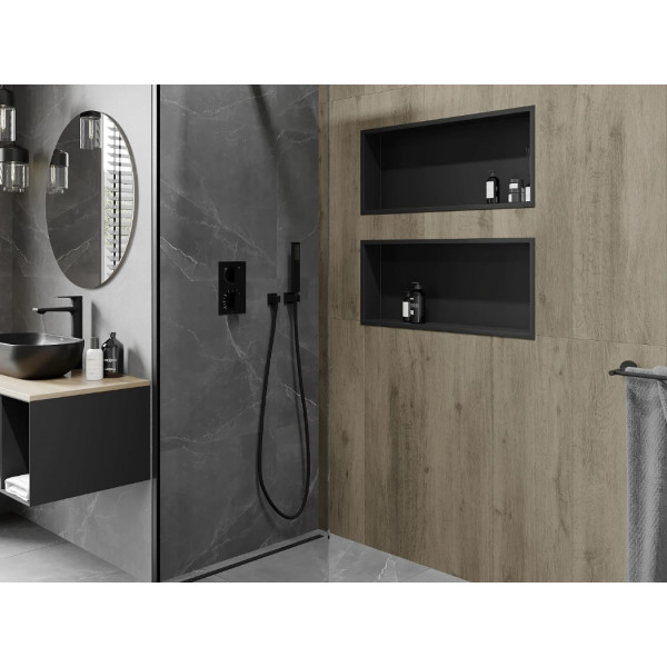 Вбудована полиця MEXEN X-Wall-R 75 BLACK з обідком