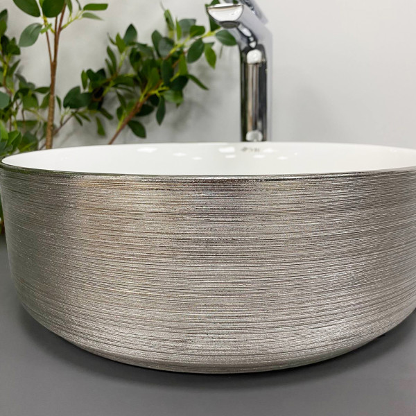 Умывальник (раковина) VBI PRATO BRUSH SILVER WHITE накладной