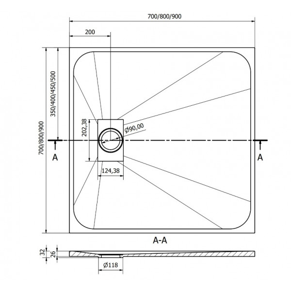 Душовий піддон MEXEN HUGO 90x90 WHITE