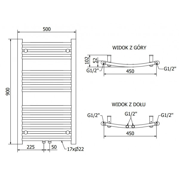 Сушка для рушників MEXEN ARES 90х50 WHITE 600W електрична