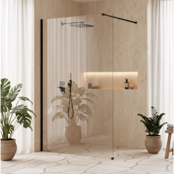 Душевая стенка REA FLEXI 70 TRANSPARENT BLACK