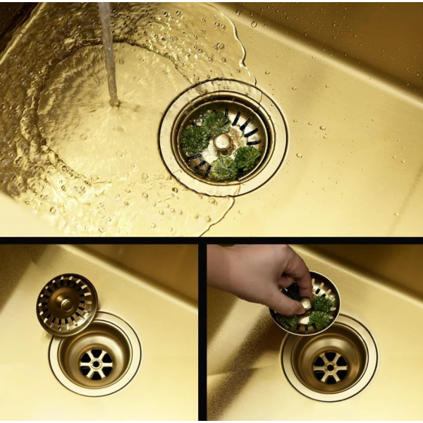 Стальная кухонная мойка REA LIAM BRUSHED GOLD
