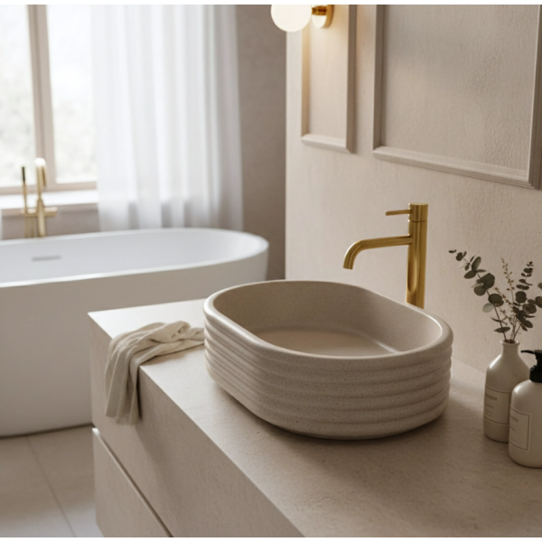 Умывальник (раковина) REA NICOLETTA BEIGE MATТ накладной