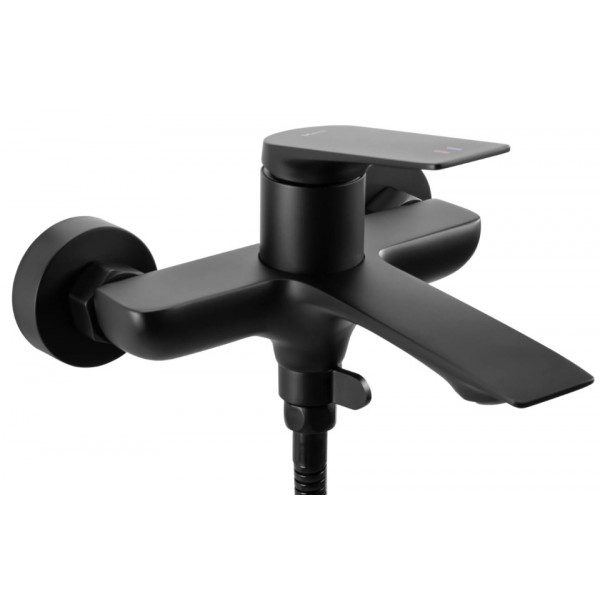 Смеситель для ванны и душа REA AVALON BLACK настенный с изливом
