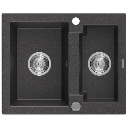 Гранітна кухонна мийка MEXEN CARLOS BLACK GRANITE + сифон CHROME