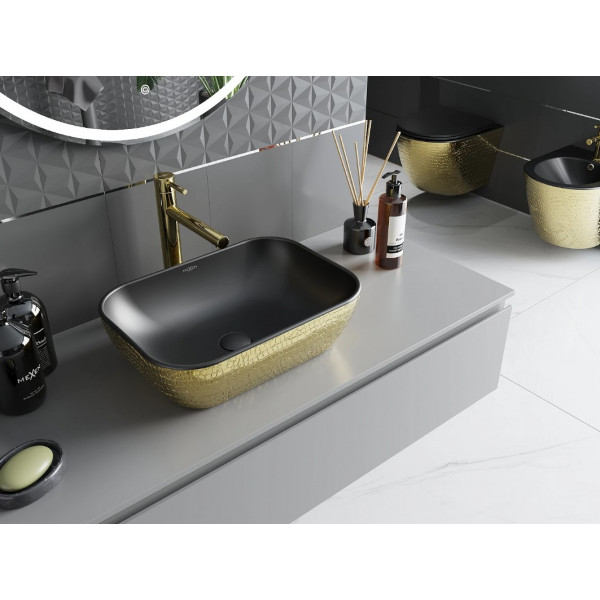 Умивальник (раковина) MEXEN RITA GOLD BRUSHED BLACK MATT накладний