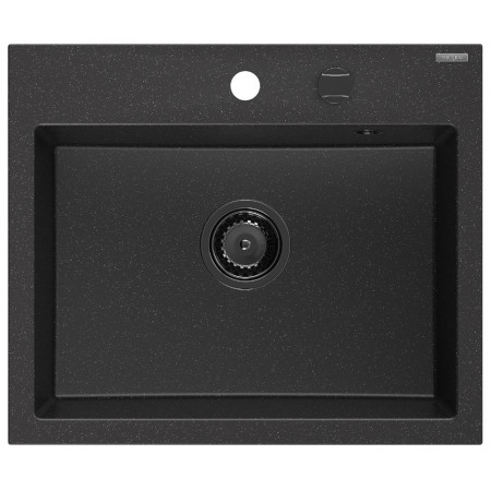 Гранітна кухонна мийка MEXEN OSCAR BLACK SILVER + сифон BLACK