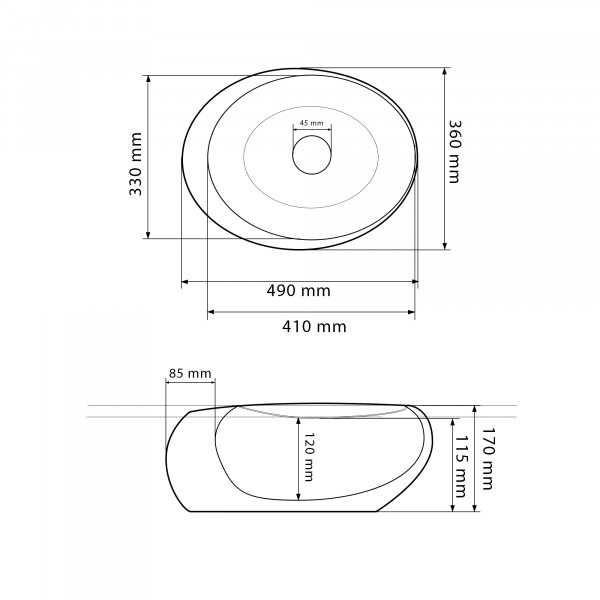 Умывальник (раковина) VBI VALIANO MARBLE BLACK MATT накладной