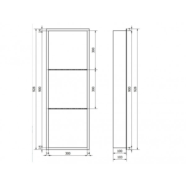 Вбудована полиця MEXEN X-Wall-R 90 BLACK з обідком