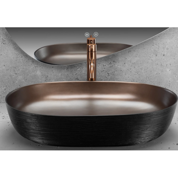 Умывальник (раковина) REA CLEO 61 BLACK BRUSHED COPPER накладной