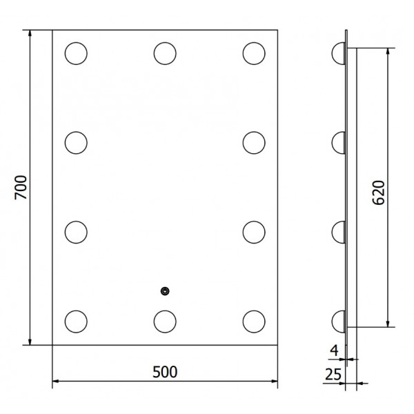 Дзеркало MEXEN DONA 50x70 LED прямокутне