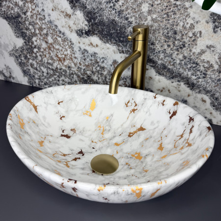 Умывальник (раковина) VBI PARMA MARBLE WHITE GLOSSY накладной