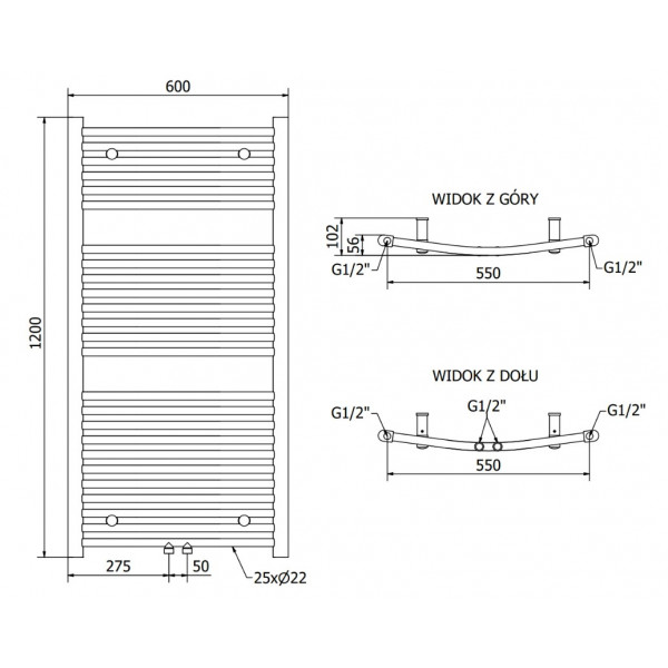 Сушка для рушників MEXEN ARES 120х60 GOLD 600W електричний