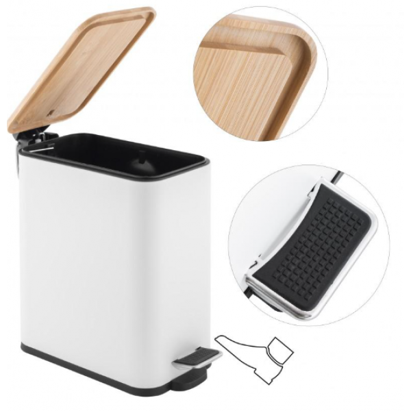 Кошик для сміття YOKA MOBY WHITE BAMBOO 5л.