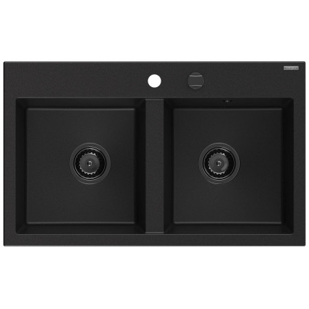 Гранітна кухонна мийка MEXEN HEKTOR BLACK + сифон BLACK
