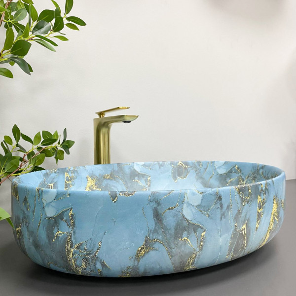 Умывальник (раковина) VBI UDINE MARBLE BLUE MATT накладной
