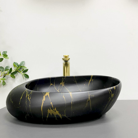 Умывальник (раковина) VBI VALIANO MARBLE BLACK MATT накладной