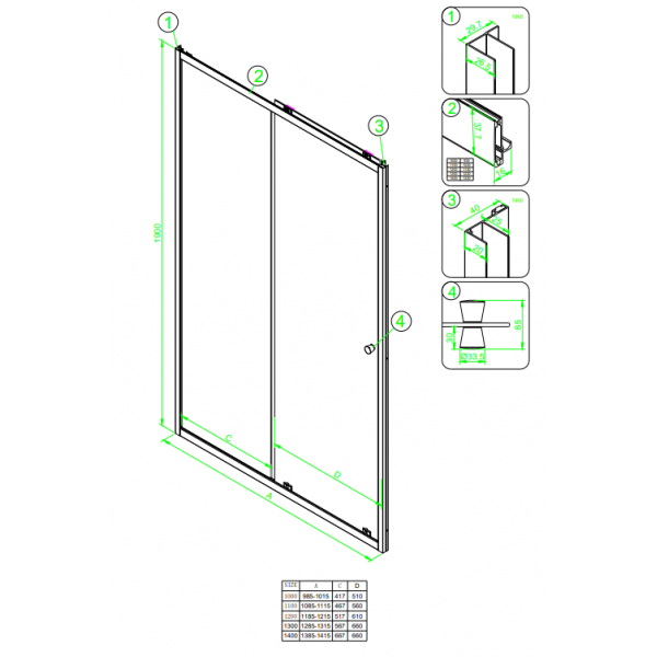 Душевая дверь REA PRIMO SLIDE 110 CHROME