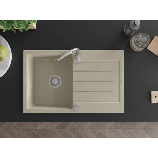 Гранітна кухонна мийка MEXEN BRUNO BEIGE + сифон CHROME