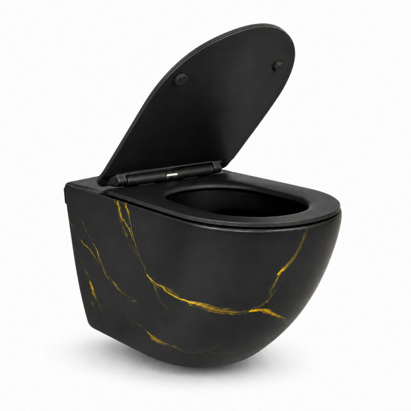 Подвесной унитаз VBI VULCANO BLACK MARBLE MATT TORNADO