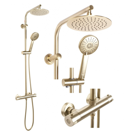 Душевой гарнитур REA BLISS BRUSHED GOLD с термостатом