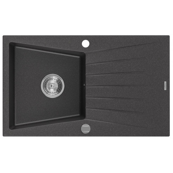 Гранітна кухонна мийка MEXEN CESAR BLACK GRANITE + сифон CHROME