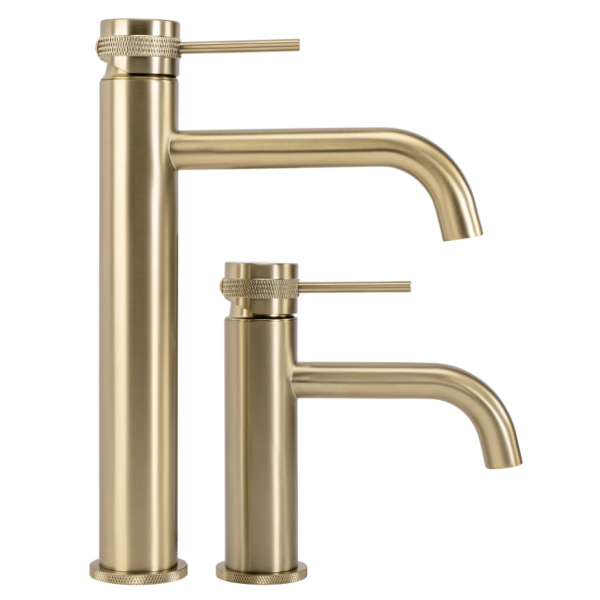 Смеситель для раковины (умывальника) REA LUNGO GRIP BRUSHED GOLD высокий