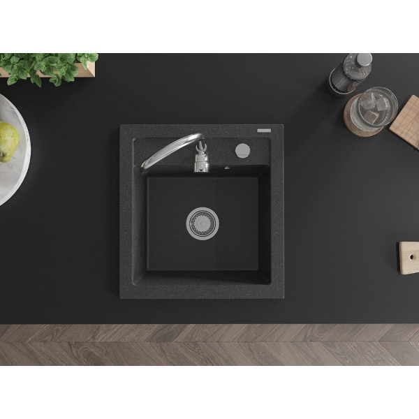 Гранітна кухонна мийка MEXEN VITO BLACK GRANITE + сифон CHROME