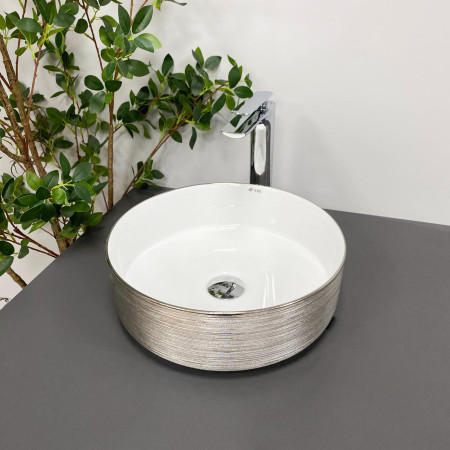Умывальник (раковина) VBI PRATO BRUSH SILVER WHITE накладной