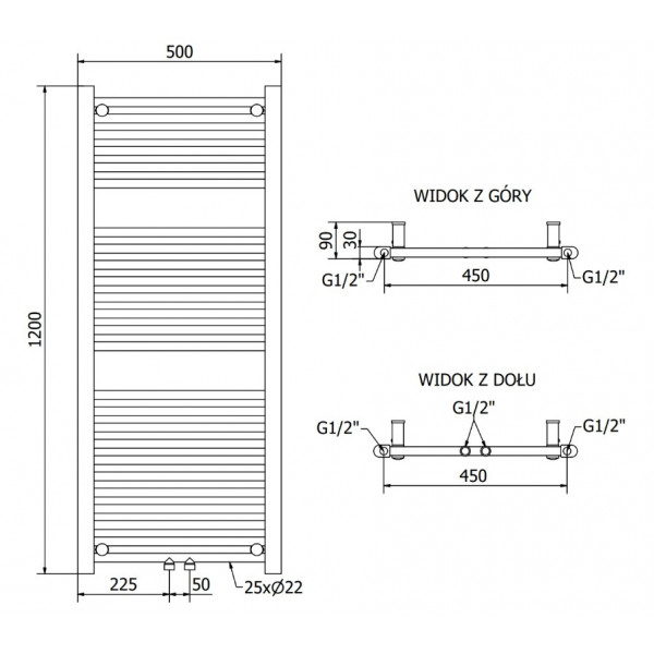 Сушка для рушників MEXEN MARS 120х50 GOLD 600W електричний