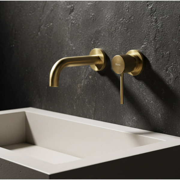 Смеситель для раковины REA LUNGO STRIPE BRUSHED GOLD + BOX скрытого монтажа