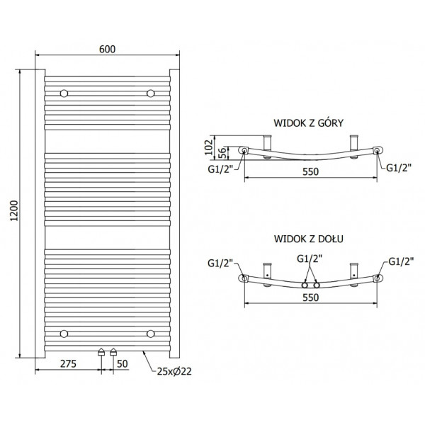 Сушка для рушників MEXEN ARES 120х60 WHITE 600W електрична