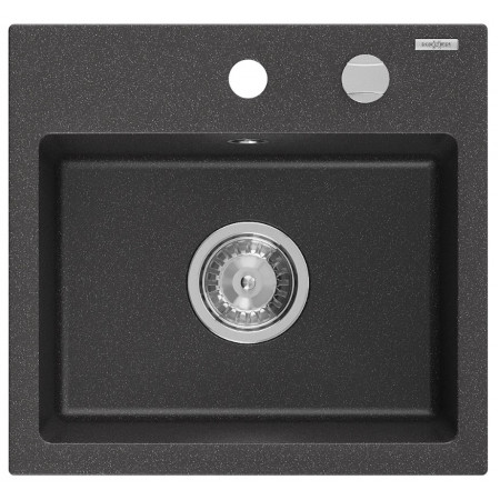 Гранітна кухонна мийка MEXEN MILO BLACK GRANITE + сифон CHROME
