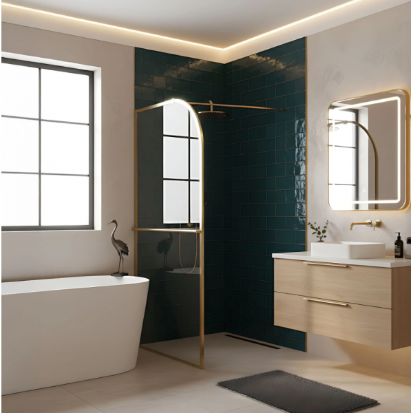 Душевая стенка REA SKY 120 BRUSHED GOLD
